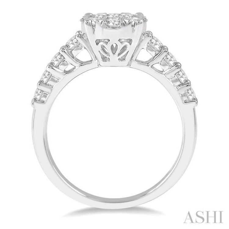 1 1/10 Ctw Round Cut Lovebright Diamond Ring in 14K White Gold 1 1/10 Ctw Round Cut Lovebright Diamond Ring in 14K White Gold