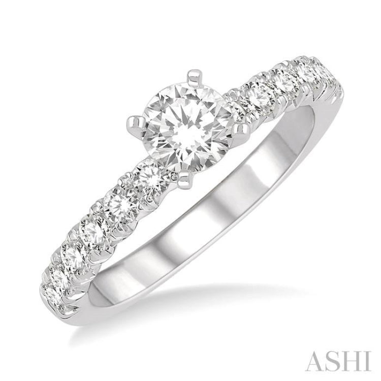 1/2 Ctw Endless Embrace Round Cut Diamond Ladies Engagement Ring with 1/4 Ct Round Cut Center Stone in 14K White Gold 1/2 Ctw Endless Embrace Round Cut Diamond Ladies Engagement Ring with 1/4 Ct Round Cut Center Stone in 14K White Gold