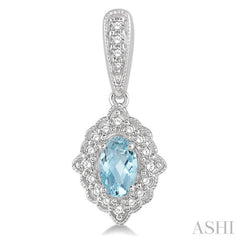 5x3 MM Oval Shape Aquamarine and 1/4 Ctw Round Cut Diamond Semi-Precious Earrings in 10K White Gold 5x3 MM Oval Shape Aquamarine and 1/4 Ctw Round Cut Diamond Semi-Precious Earrings in 10K White Gold