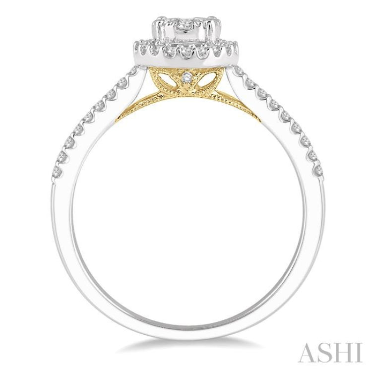 1/3 ctw Round Diamond Lovebright Halo Engagement Ring in 14K White and Yellow Gold 1/3 ctw Round Diamond Lovebright Halo Engagement Ring in 14K White and Yellow Gold