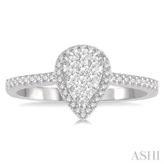 1/3 ctw Pear Shape Round Cut Diamond Lovebright Ring in 14K White and Rose Gold 1/3 ctw Pear Shape Round Cut Diamond Lovebright Ring in 14K White and Rose Gold
