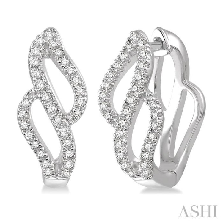 1/5 ctw Curvy 8-Shape Round Cut Diamond Hoop Earrings in 10K White Gold 1/5 ctw Curvy 8-Shape Round Cut Diamond Hoop Earrings in 10K White Gold