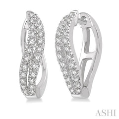 1/4 ctw Curved Leaf Round Cut Diamond Hoop Earrings in 10K White Gold 1/4 ctw Curved Leaf Round Cut Diamond Hoop Earrings in 10K White Gold