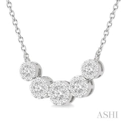 1/2 Ctw Round Cut Diamond Lovebright Necklace in 14K White Gold 1/2 Ctw Round Cut Diamond Lovebright Necklace in 14K White Gold