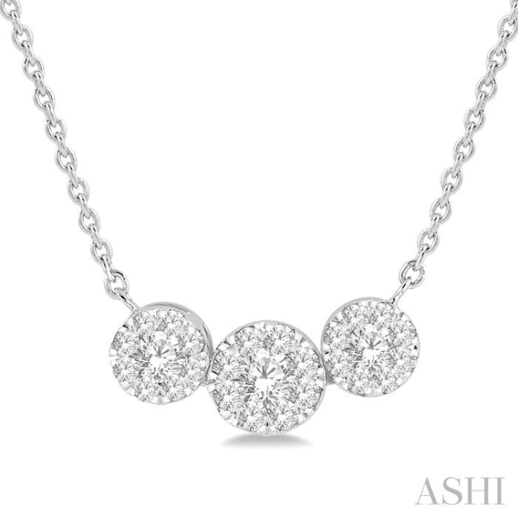 1/3 Ctw 3-Stone Lovebright Round Cut Diamond Necklace in 14K White Gold 1/3 Ctw 3-Stone Lovebright Round Cut Diamond Necklace in 14K White Gold
