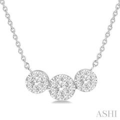 1/3 Ctw 3-Stone Lovebright Round Cut Diamond Necklace in 14K White Gold 1/3 Ctw 3-Stone Lovebright Round Cut Diamond Necklace in 14K White Gold