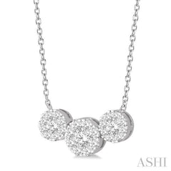 3/4 Ctw 3-Stone Lovebright Round Cut Diamond Necklace in 14K White Gold 3/4 Ctw 3-Stone Lovebright Round Cut Diamond Necklace in 14K White Gold