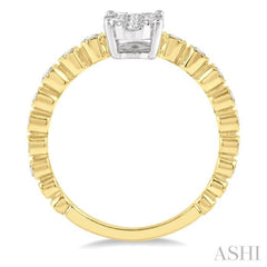 1/3 Ctw Oval Shape Lattice Shank Lovebright Diamond Cluster Ring in 14K Yellow and White Gold 1/3 Ctw Oval Shape Lattice Shank Lovebright Diamond Cluster Ring in 14K Yellow and White Gold