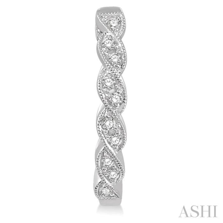 1/6 Ctw Braided Pattern Round Cut Diamond Hoop Earrings in 10K White Gold 1/6 Ctw Braided Pattern Round Cut Diamond Hoop Earrings in 10K White Gold