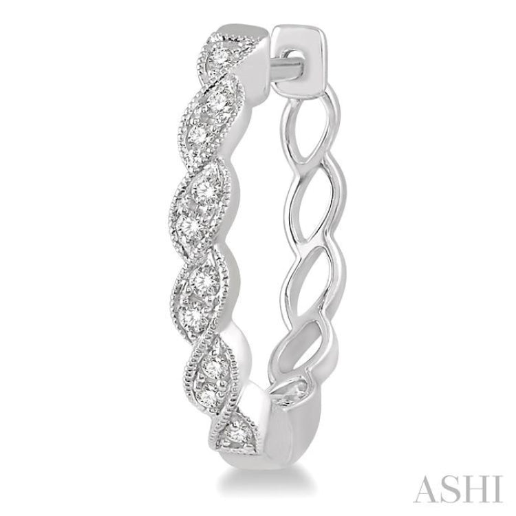 1/6 Ctw Braided Pattern Round Cut Diamond Hoop Earrings in 10K White Gold 1/6 Ctw Braided Pattern Round Cut Diamond Hoop Earrings in 10K White Gold