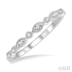 1/10 Ctw Marquise & Circular Mount Round Cut Diamond Stackable Band in 14K White Gold 1/10 Ctw Marquise & Circular Mount Round Cut Diamond Stackable Band in 14K White Gold