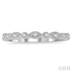 1/10 Ctw Marquise & Circular Mount Round Cut Diamond Stackable Band in 14K White Gold 1/10 Ctw Marquise & Circular Mount Round Cut Diamond Stackable Band in 14K White Gold