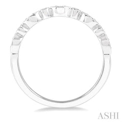 1/10 Ctw Marquise & Circular Mount Round Cut Diamond Stackable Band in 14K White Gold 1/10 Ctw Marquise & Circular Mount Round Cut Diamond Stackable Band in 14K White Gold