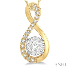 1/5 Ctw Twisted Loop Lovebright Round Cut Diamond Pendant in 14K Yellow and White Gold with chain 1/5 Ctw Twisted Loop Lovebright Round Cut Diamond Pendant in 14K Yellow and White Gold with chain