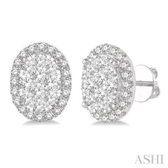 1 ctw Oval Shape Lovebright Round Cut Diamond Stud Earrings in 14K White Gold 1 ctw Oval Shape Lovebright Round Cut Diamond Stud Earrings in 14K White Gold