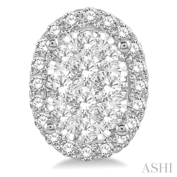 1 ctw Oval Shape Lovebright Round Cut Diamond Stud Earrings in 14K White Gold 1 ctw Oval Shape Lovebright Round Cut Diamond Stud Earrings in 14K White Gold
