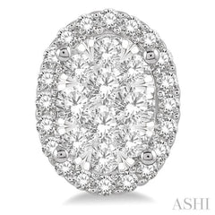 1 ctw Oval Shape Lovebright Round Cut Diamond Stud Earrings in 14K White Gold 1 ctw Oval Shape Lovebright Round Cut Diamond Stud Earrings in 14K White Gold