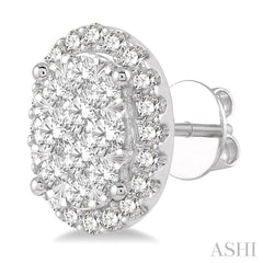 1 ctw Oval Shape Lovebright Round Cut Diamond Stud Earrings in 14K White Gold 1 ctw Oval Shape Lovebright Round Cut Diamond Stud Earrings in 14K White Gold