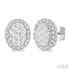 1/2 ctw Oval Shape Lovebright Round Cut Diamond Stud Earrings in 14K White Gold 1/2 ctw Oval Shape Lovebright Round Cut Diamond Stud Earrings in 14K White Gold