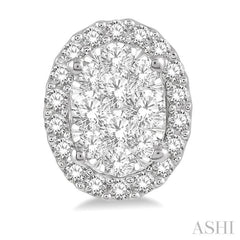 1/2 ctw Oval Shape Lovebright Round Cut Diamond Stud Earrings in 14K White Gold 1/2 ctw Oval Shape Lovebright Round Cut Diamond Stud Earrings in 14K White Gold