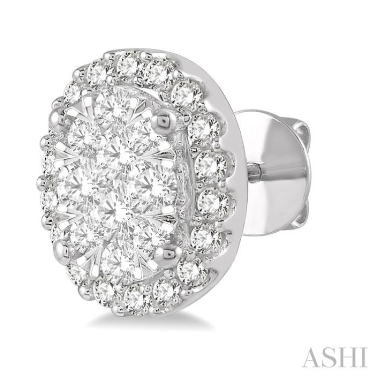 1/2 ctw Oval Shape Lovebright Round Cut Diamond Stud Earrings in 14K White Gold 1/2 ctw Oval Shape Lovebright Round Cut Diamond Stud Earrings in 14K White Gold
