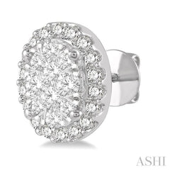 1/2 ctw Oval Shape Lovebright Round Cut Diamond Stud Earrings in 14K White Gold 1/2 ctw Oval Shape Lovebright Round Cut Diamond Stud Earrings in 14K White Gold