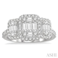 1 1/6 ctw Triple Mount Baguette & Round Cut Fusion Diamond Ring in 14K White Gold 1 1/6 ctw Triple Mount Baguette & Round Cut Fusion Diamond Ring in 14K White Gold