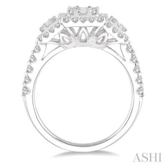 1 1/6 ctw Triple Mount Baguette & Round Cut Fusion Diamond Ring in 14K White Gold 1 1/6 ctw Triple Mount Baguette & Round Cut Fusion Diamond Ring in 14K White Gold