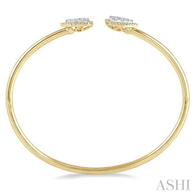5/8 ctw Round Cut Lovebright Diamond Pear Shape Open Cuff Bangle in 14K Yellow and White Gold 5/8 ctw Round Cut Lovebright Diamond Pear Shape Open Cuff Bangle in 14K Yellow and White Gold