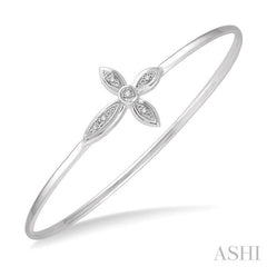 1/20 Ctw Marquise Cross Charm Round Cut Diamond Flexi Bangle in Sterling Silver 1/20 Ctw Marquise Cross Charm Round Cut Diamond Flexi Bangle in Sterling Silver