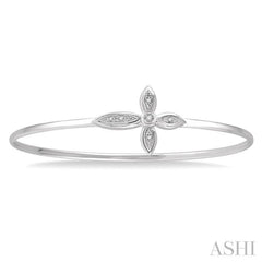 1/20 Ctw Marquise Cross Charm Round Cut Diamond Flexi Bangle in Sterling Silver 1/20 Ctw Marquise Cross Charm Round Cut Diamond Flexi Bangle in Sterling Silver