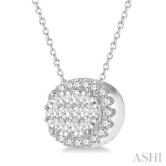 1/2 Ctw Oval Shape Lovebright Round Cut Diamond Pendant With Chain in 14K White Gold 1/2 Ctw Oval Shape Lovebright Round Cut Diamond Pendant With Chain in 14K White Gold