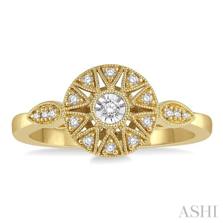 1/8 Ctw Lattice Circular Center Round Cut Diamond Ring in 10K Yellow Gold 1/8 Ctw Lattice Circular Center Round Cut Diamond Ring in 10K Yellow Gold