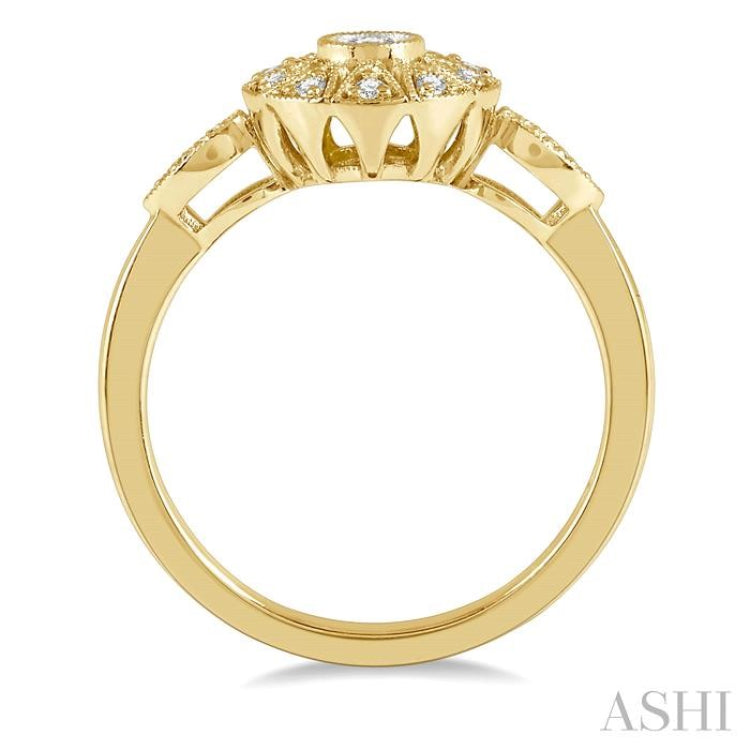 1/8 Ctw Lattice Circular Center Round Cut Diamond Ring in 10K Yellow Gold 1/8 Ctw Lattice Circular Center Round Cut Diamond Ring in 10K Yellow Gold
