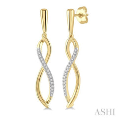 1/6 ctw Infinity Round Cut Diamond Long Earring in 10K Yellow Gold 1/6 ctw Infinity Round Cut Diamond Long Earring in 10K Yellow Gold