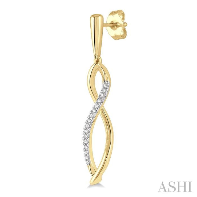1/6 ctw Infinity Round Cut Diamond Long Earring in 10K Yellow Gold 1/6 ctw Infinity Round Cut Diamond Long Earring in 10K Yellow Gold