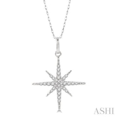 1/6 Ctw Round Cut Diamond Star Pendant With Chain in 10K White Gold 1/6 Ctw Round Cut Diamond Star Pendant With Chain in 10K White Gold