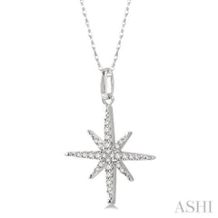 1/6 Ctw Round Cut Diamond Star Pendant With Chain in 10K White Gold 1/6 Ctw Round Cut Diamond Star Pendant With Chain in 10K White Gold