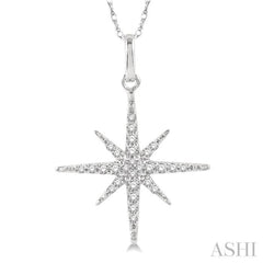 1/6 Ctw Round Cut Diamond Star Pendant With Chain in 10K White Gold 1/6 Ctw Round Cut Diamond Star Pendant With Chain in 10K White Gold