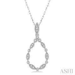 1/8 Ctw Marquise Lattice Hollow Drop Round Cut Diamond Pendant With Chain in 10K White Gold 1/8 Ctw Marquise Lattice Hollow Drop Round Cut Diamond Pendant With Chain in 10K White Gold