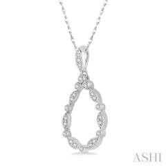 1/8 Ctw Marquise Lattice Hollow Drop Round Cut Diamond Pendant With Chain in 10K White Gold 1/8 Ctw Marquise Lattice Hollow Drop Round Cut Diamond Pendant With Chain in 10K White Gold