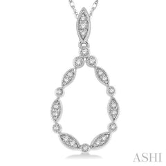 1/8 Ctw Marquise Lattice Hollow Drop Round Cut Diamond Pendant With Chain in 10K White Gold 1/8 Ctw Marquise Lattice Hollow Drop Round Cut Diamond Pendant With Chain in 10K White Gold