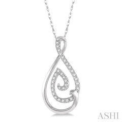 1/6 Ctw Twisted Drop Shape Round Cut Diamond Pendant With Chain in 10K White Gold 1/6 Ctw Twisted Drop Shape Round Cut Diamond Pendant With Chain in 10K White Gold
