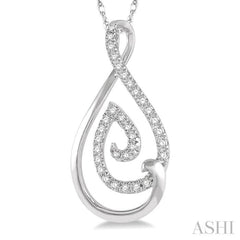 1/6 Ctw Twisted Drop Shape Round Cut Diamond Pendant With Chain in 10K White Gold 1/6 Ctw Twisted Drop Shape Round Cut Diamond Pendant With Chain in 10K White Gold