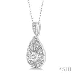 1/8 Ctw Lattice Pear Shape Round Cut Diamond Pendant With Chain in 10K White Gold 1/8 Ctw Lattice Pear Shape Round Cut Diamond Pendant With Chain in 10K White Gold