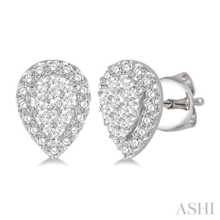 1/2 Ctw Pear Shape Lovebright Diamond Stud Earrings in 14K White Gold 1/2 Ctw Pear Shape Lovebright Diamond Stud Earrings in 14K White Gold