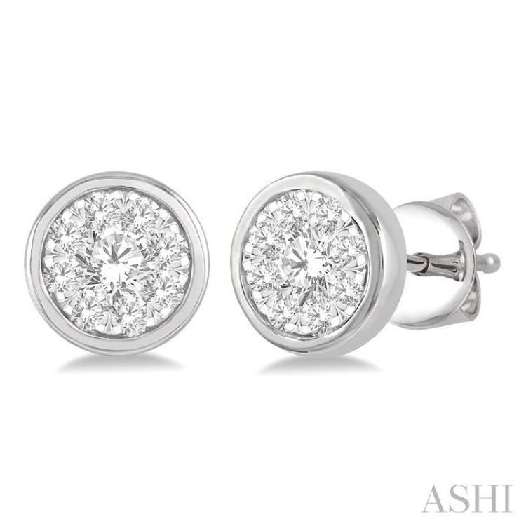 1/3 Ctw Medallion Lovebright Round Cut Diamond Bezel Stud Earring in 14K White Gold 1/3 Ctw Medallion Lovebright Round Cut Diamond Bezel Stud Earring in 14K White Gold