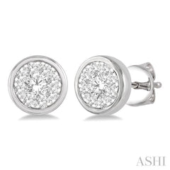 1/3 Ctw Medallion Lovebright Round Cut Diamond Bezel Stud Earring in 14K White Gold 1/3 Ctw Medallion Lovebright Round Cut Diamond Bezel Stud Earring in 14K White Gold