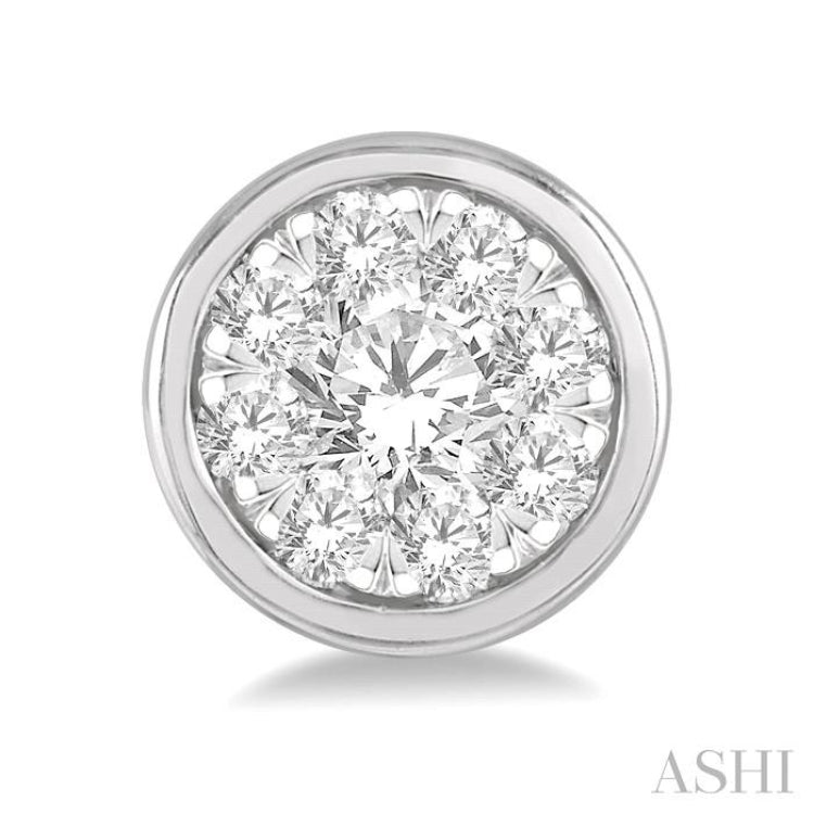 1/3 Ctw Medallion Lovebright Round Cut Diamond Bezel Stud Earring in 14K White Gold 1/3 Ctw Medallion Lovebright Round Cut Diamond Bezel Stud Earring in 14K White Gold