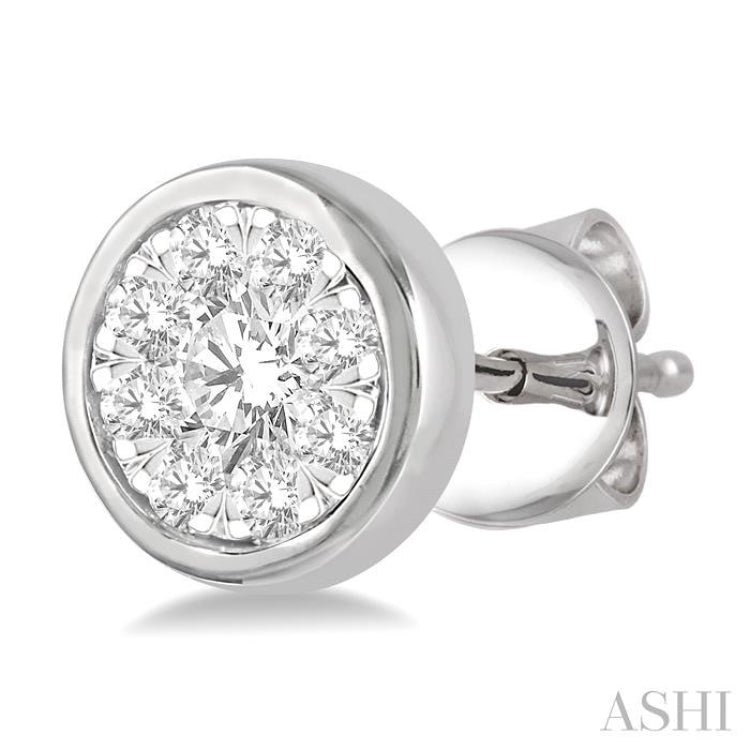 1/3 Ctw Medallion Lovebright Round Cut Diamond Bezel Stud Earring in 14K White Gold 1/3 Ctw Medallion Lovebright Round Cut Diamond Bezel Stud Earring in 14K White Gold
